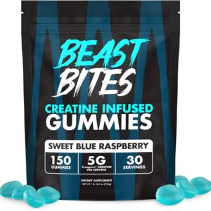Sweet Blue Raspberry 5g Beast Bites Creatine Gummies